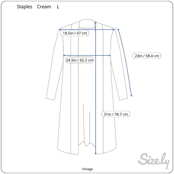 Staples Vintage Womens Ribbed Polyester Blend Long Sleeve Open Front Cream Cardi - Picture 8 of 9